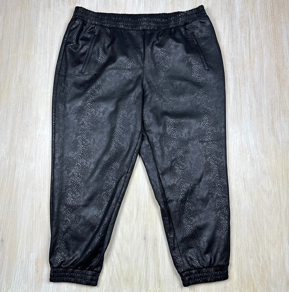 NWT G by Giuliana Black Snake Print Stretch Jogger Pull On Pants Plus 2X